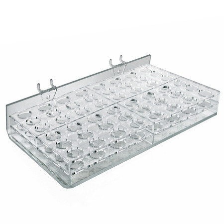 AZAR DISPLAYS 48-Compartment Tray - round Slot 0.9375", PK2 225582